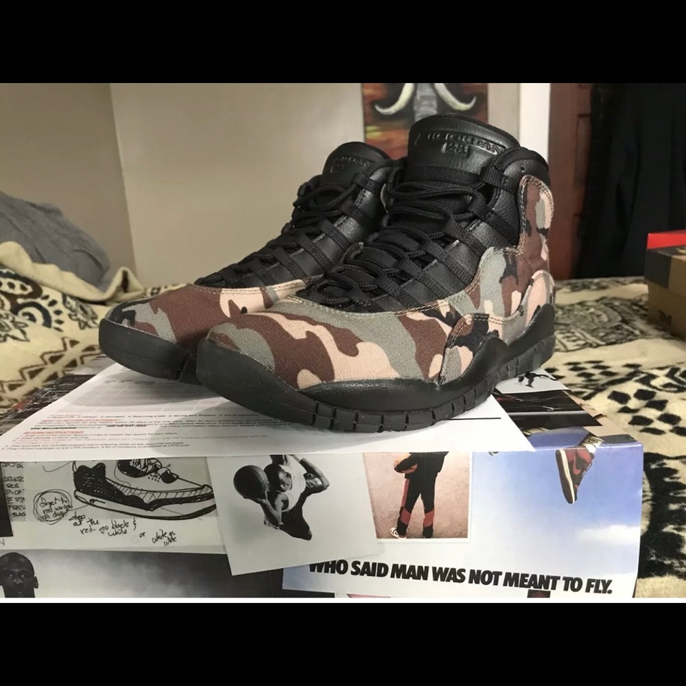 Size 9 Jordan 10 Retro Woodland Camo 2019